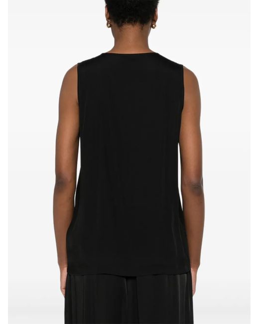 Fabiana Filippi Black V-Neck Satin Top