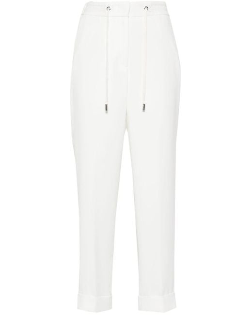 Peserico White Crepe Tapered-leg Trousers