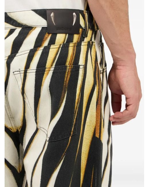 Roberto Cavalli Black Flame-Print Trousers for men