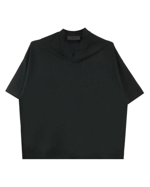 Fear Of God Black Logo-print V-neck Cotton T-shirt for men