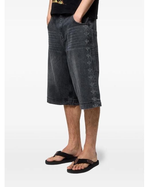 GODMADE Blue Washed-Effect Logo-Print Shorts for men