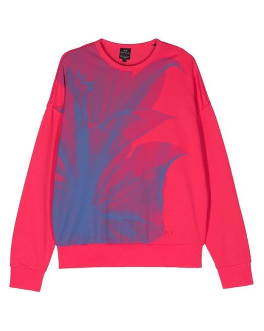 Armani Exchange Sweater Met Abstracte Print Van Katoenblend in het Red voor heren