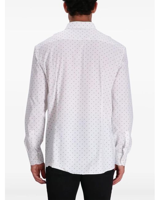 Boss White Patterned Cotton Shirt for men