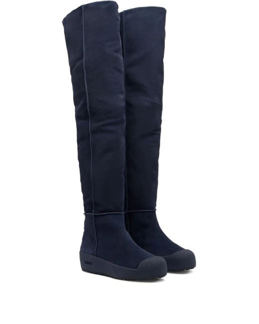 Bally Blue Over-The-Knee Suede Boots