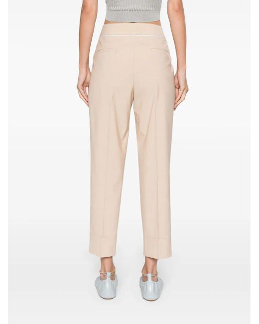 Peserico Natural Chain-Detail Tapered-Leg Trousers