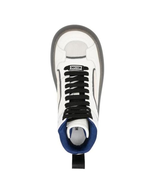 Moschino White Lace-Up Sneakers for men