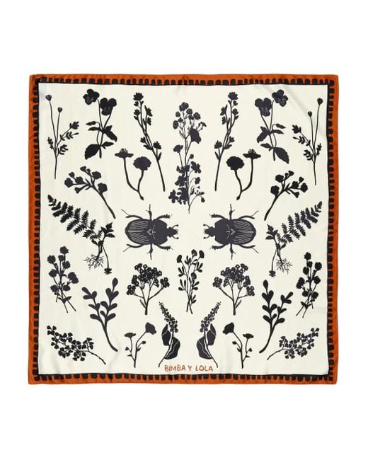 Bimba Y Lola Black Floral-Print Scarf