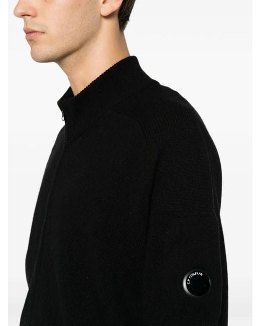 C P Company Black Zip-Up Cardigan for men