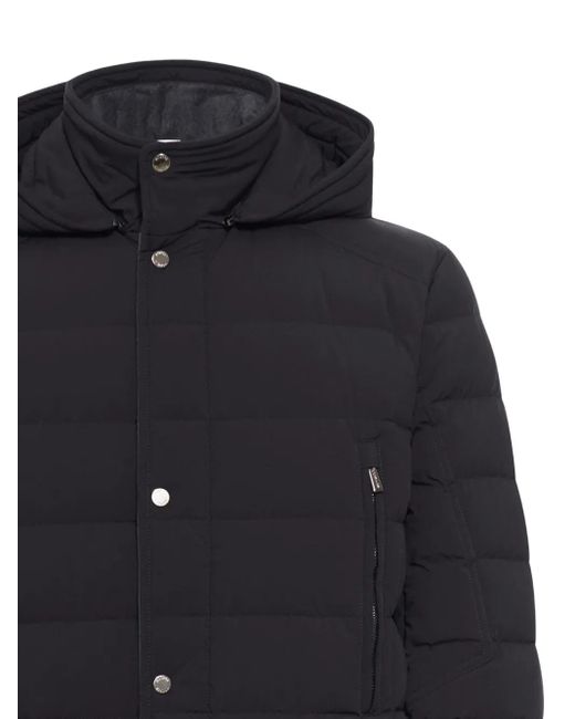 Moorer Black Hooded Quilted Jacket for men