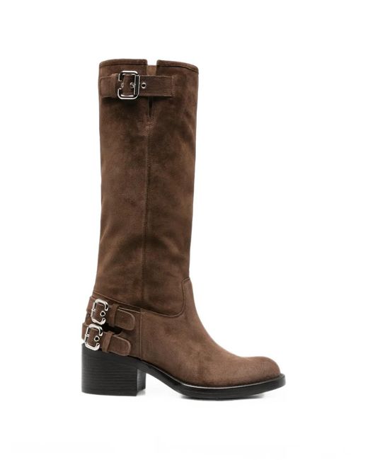 Chloé Brown Dakota Buckle-Detail Boots