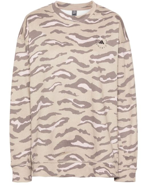 Adidas By Stella McCartney Natural Logo-print Leopard Sweatshirt