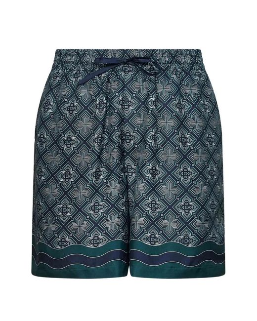Casablanca Blue Radiating Monogram Silk Shorts for men