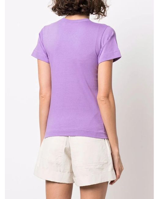 COMME DES GARÇONS PLAY Purple Cotton Embroidered-Logo T-Shirt