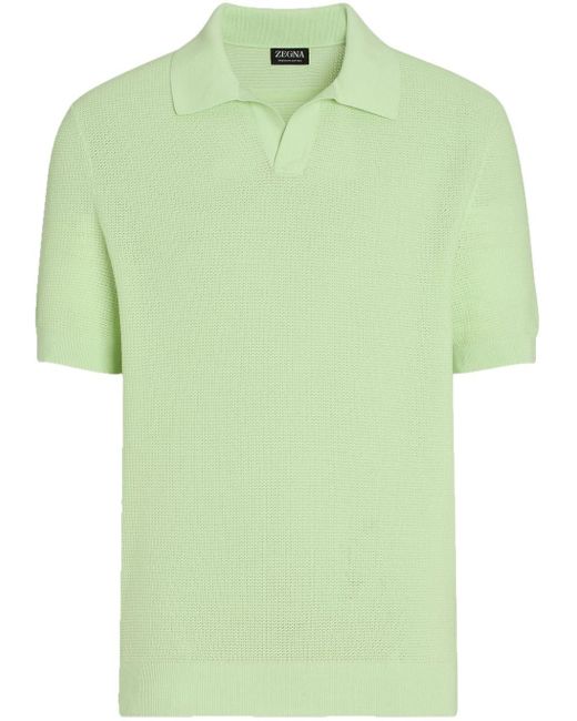 Zegna Green Cotton Polo Shirt for men