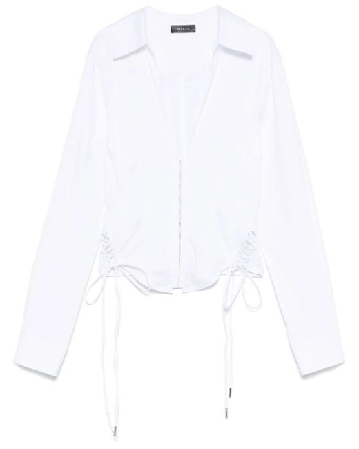 Mugler White Plunging V-Neck Top