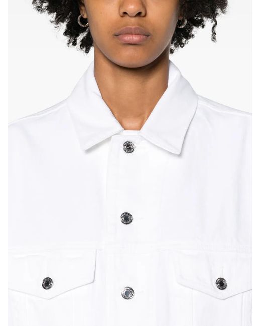 MICHAEL Michael Kors White Frayed-Brim Denim Jacket