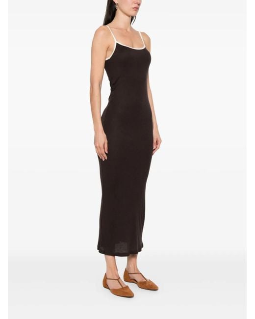 AYA MUSE Women's Brown Ribbed Midi Dress AYA MUSE Women's Brown Ribbed Midi Dress