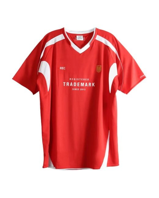 Vetements Red Panelled V-Neck T-Shirt for men
