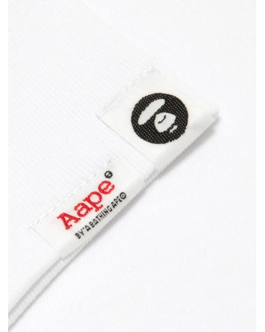 Aape By A Bathing Ape White Aapeunvs Camo-Print Logo-Print T-Shirt for men