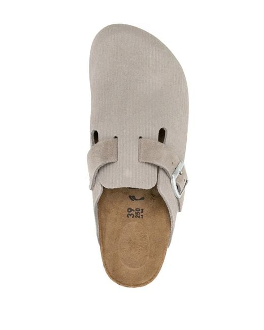 Birkenstock White Boston Embossed Suede Clogs for men