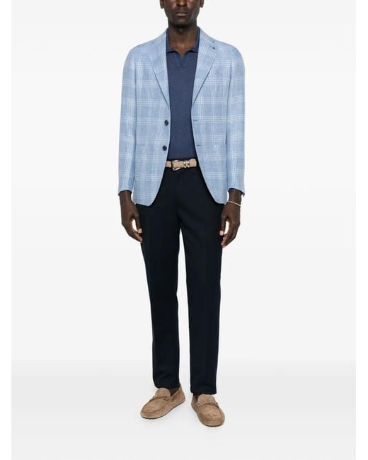 Tagliatore Blue Patterned Blazer for men