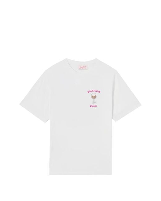 Mc2 Saint Barth White Emilie Rhinestone-Embellished T-Shirt