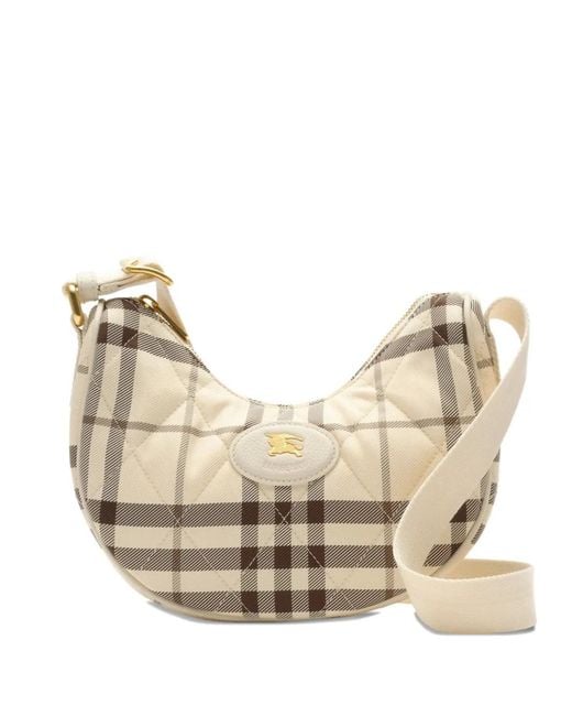 Burberry Natural Horseshoe Quilted Checked Cross Body Bag