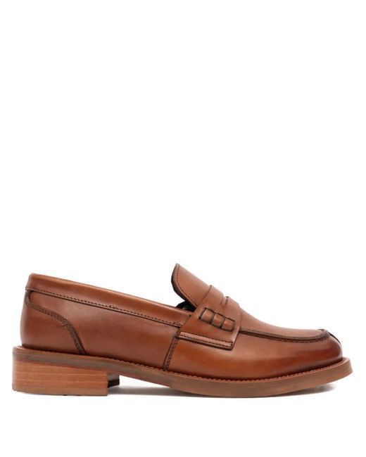 SOMMET Brown Penny-Strap Leather Loafers