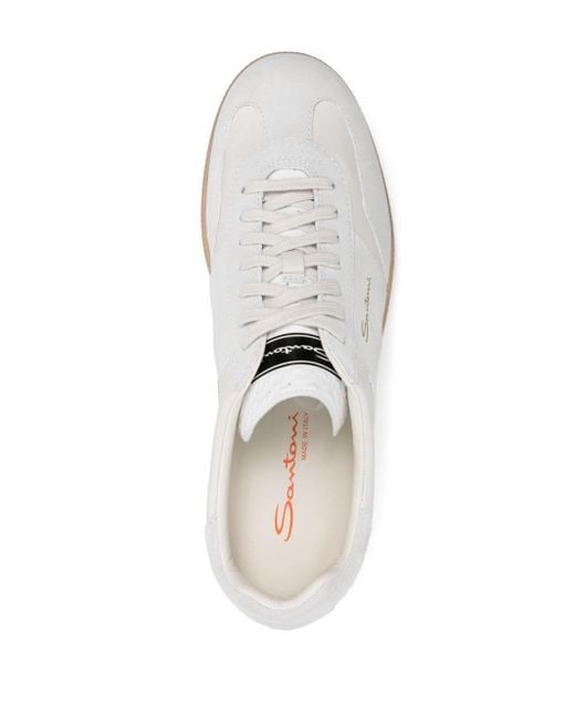 Santoni White Leather Sneakers for men