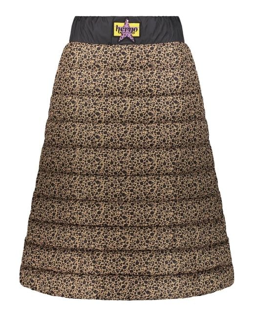 Herno Brown Padded Printed Skirt