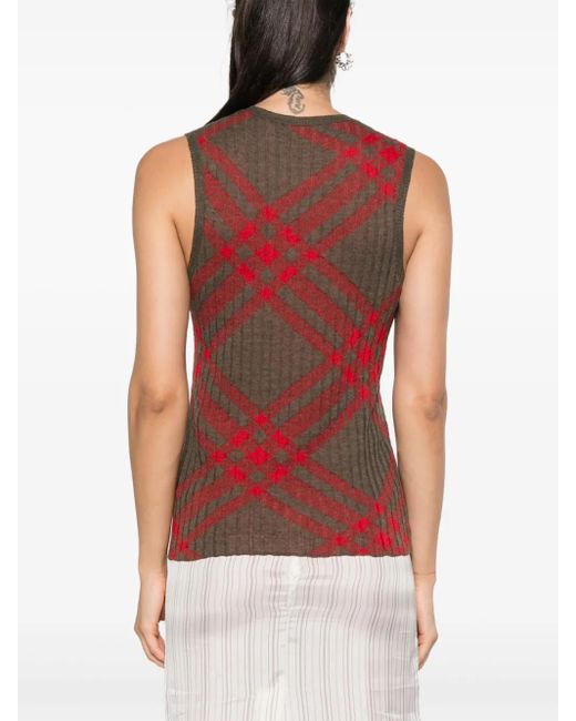 Top a cuadros Burberry de color Red
