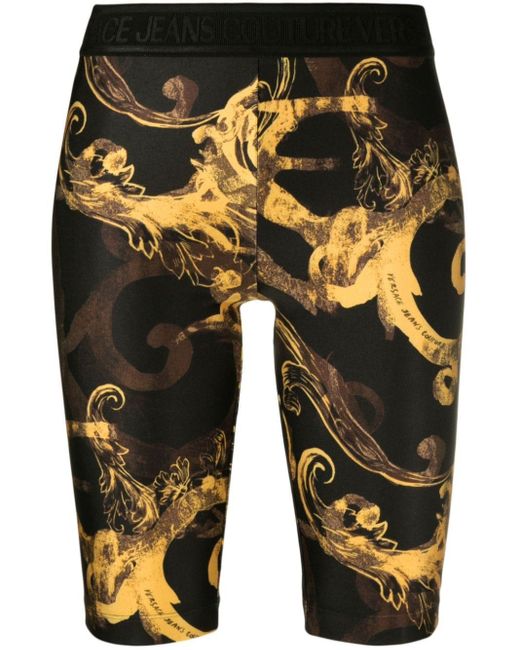 Shorts con stampa Watercolour Baroque di Versace in Yellow