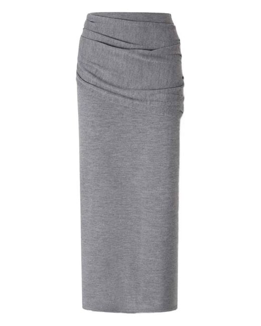 Staud Gray Wilma Ruched Midi Skirt