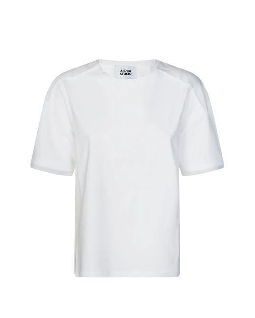 Alpha Studio White Insert Boxy T-Shirt