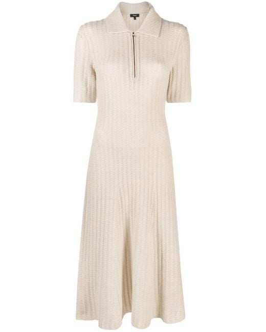 Theory Wool Cable-knit Midi Dress in Natural | Lyst