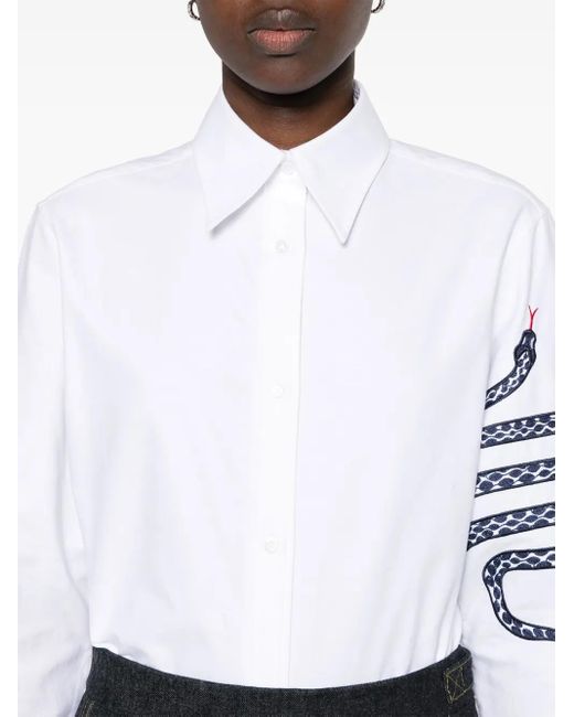 Thom Browne White Snake 4-Bar Cotton Shirt