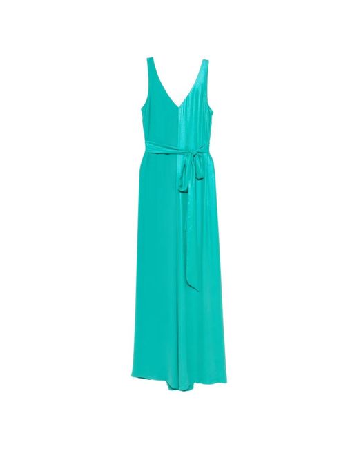 LE_RJTANGE® Blue Tuta V-Neck Belted Trousers