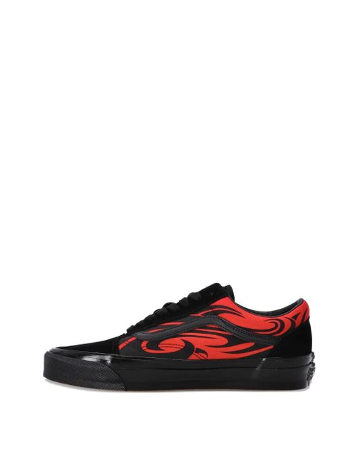 Vans Red Flame-Embellished Low-Top Sneakers for men
