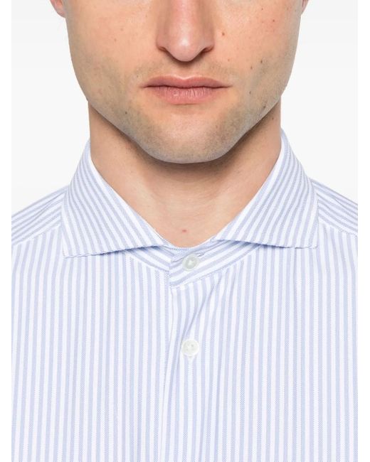 Traiano Milano White Striped Shirt for men