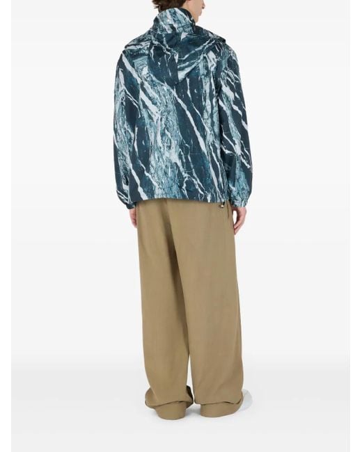 Roberto Cavalli Blue Marble-Print Bomber Jacket for men