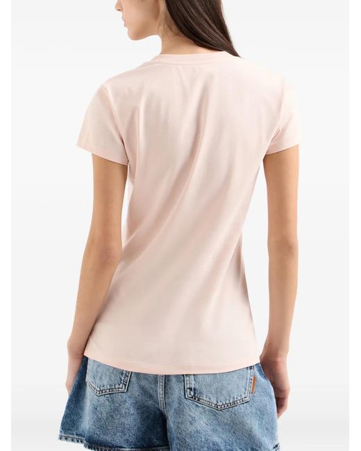 ARMANI EXCHANGE Pink Logo-Embroidered V-Neck T-Shirt