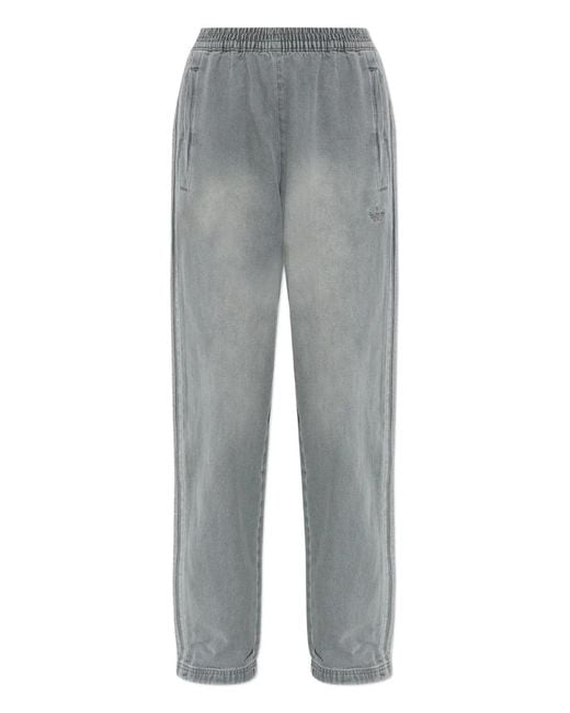 Adidas Gray Side-Stripe Cotton Trousers for men
