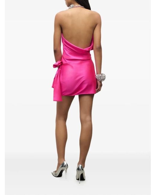 Area Pink Crystal-Embellished Bow-Detail Mini Skirt