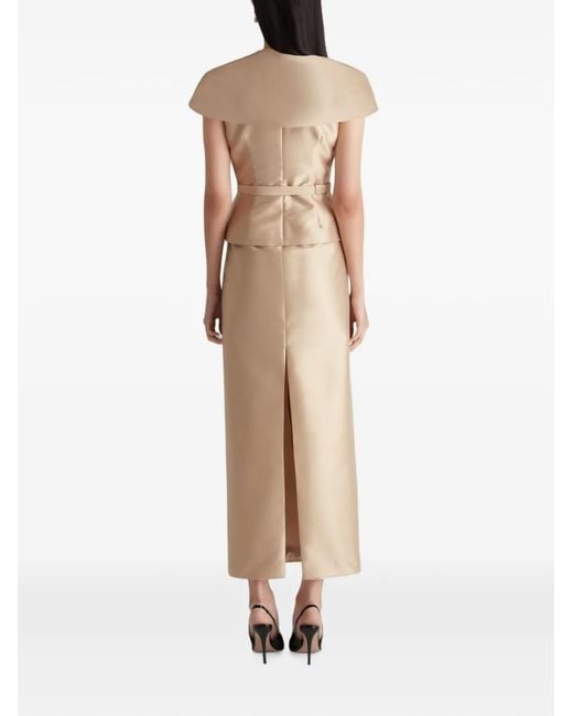 Violante Nessi White Manuela Belted Silk-Mikado Maxi Dress