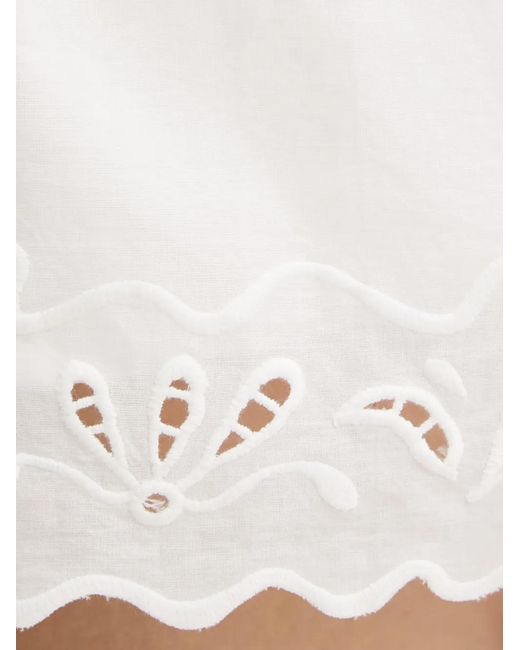 Bardot White Aleria Broderie-Anglaise Scalloped Mini Shorts
