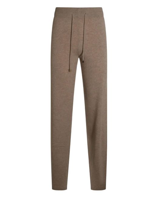 Malo Gray Elasticated-Waistband Drawstring Trousers