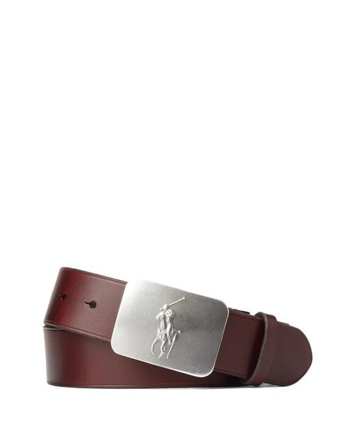 Polo Ralph Lauren Brown Pony-Plaque Leather Belt for men