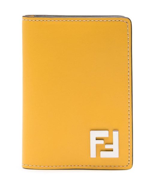 Fendi Yellow Ff Squared Leather Cardholder for men