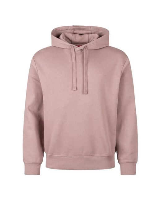 HUGO Pink Logo-Detail Hoodie for men