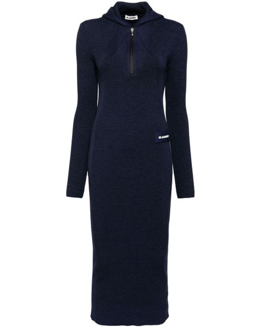 Jil Sander Blue Logo-Patch Knitted Dress